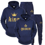 2021 Fashion Couple Sportwear Set KING or QUEEN Printed Hooded Suits 2PCS Set Hoodie and Pants S-4XL