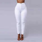Solid Color Skinny Jeans Woman White Black High Waist Render Jeans Vintage Sexy Long Pants Femme Casual Pencil Pants Denim Jeans