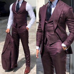 Classy Wedding Tuxedos Suits Slim Fit Bridegroom For Men 3 Pieces Groomsmen Suit Male Cheap Formal Business  (Jacket+Vest+Pants）