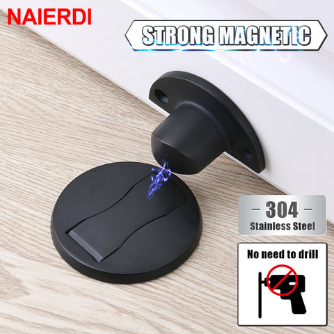 NAIERDI Magnetic Door Stopper 304 Stainless Steel Magnet Door Stops Holder Hidden Catch Floor Doorstop Toilet Furniture Hardware
