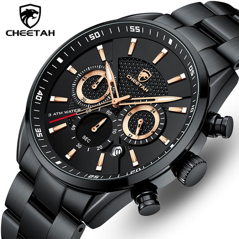 CHEETAH New Watch Top Brand Casual Sport Chronograph Men&#39;s Watches Stainless Steel Wristwatch Big Dial Waterproof Quartz Clock