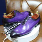 Daniel Shoes Italian Mens Dress Shoes Genuine Leather Blue Purple Oxfords Men Wedding Shoes Party Whole Cut Formal Shoes for Men
