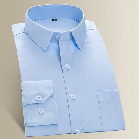 Plus Large Size 8XL 7XL 6XL Men&#39;s Long Sleeve Shirt Casual Dress Solid Color Routine Fit Design Business Male Social Shirts