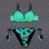 Push Up Sexy Bikini 2022 Floral Print Swimsuit Swimwear Women Bathing Suit Bikinis Set Brazilian Beach Female Wear Biqiuni XL
