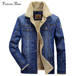 M-6XL Men Jacket and Coats Brand Clothing Denim Jacket Fashion Mens Jeans Jacket Thick Warm Winter Outwear Male Cowboy YF055