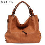 CEZIRA Brand Large Women&#39;s Leather Handbags High Quality Female Pu Hobos Shoulder Bags Solid Pocket Ladies Tote Messenger Bags