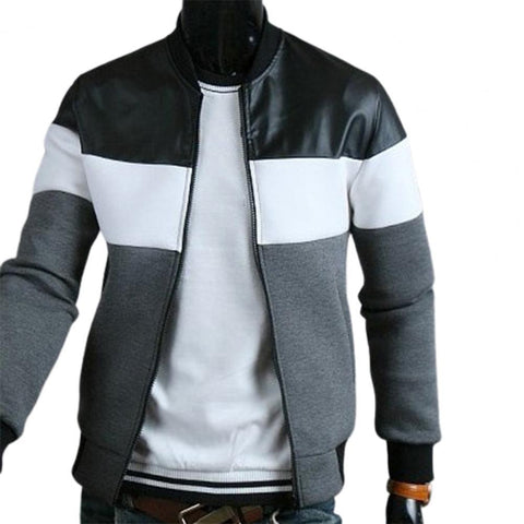 New Trend Fashion Men&#39;s Jacket Comfortable Top Zipper Faux Leather Stand-up Collar Long Sleeve Jacket Coats куртка мужская
