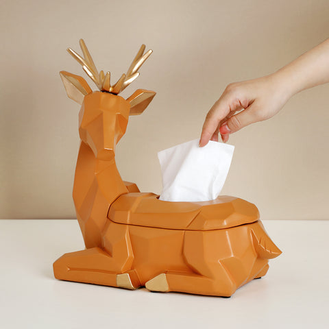 Deer Statue Craft Tissue Box for Table Tissue Paper Holder for Dining Table Paper Holder Animal Sculpture Home Décor Office