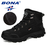 BONA New Designers  Leather Hiking Shoes Men Winter Outdoor Mens Sport  ShoesTrekking Mountain Athletic Shoes Man