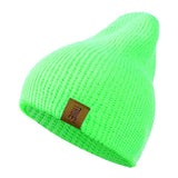 1 Pcs Hat PU Letter Casual Beanies For Men Women Warm Knitted Winter Hat Fashion Solid Hip-hop Beanie Hat Unisex Cap