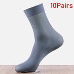 10pairs Bamboo Fiber Men&#39;s Socks Summer Thin Stripe Breathable Long Sock Men Silk Sports Socks Business Socks