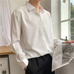 Korean Fashion New Drape Shirts for Men Solid Color Long Sleeve Ice Silk Smart Casual Comfortable Button Up Shirt