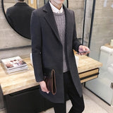 2021 Autumn Winter New Men&#39;s Woolen Coats Male Slim Long Jacket Fashion Boutique Solid Slim Men&#39;s Trench Coat Jacket Plus Size