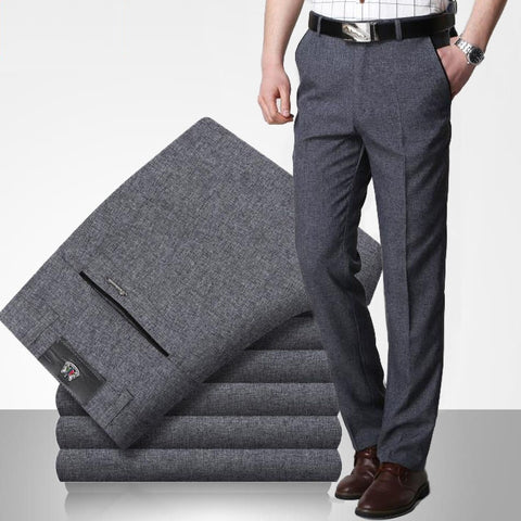 Spring Autumn New Men&#39;s Business Casual Pants Fashion Solid Gentle Thicken Trousers Male Brand Suit Pant Black Blue Gray Pant
