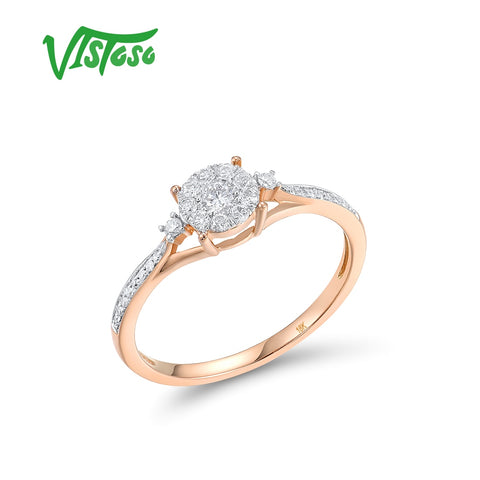 VISTOSO Gold Ring Genuine 18K 750 Rose Gold For Women Sparkling Diamond Ring Simple Style  Engagement  Wedding Fine Jewelry