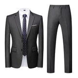 2022 Spring Autumn Fashion New Men&#39;s Business Casual Solid Color Suits / Male Two Button Blazers Jacker Coat Trousers Pants