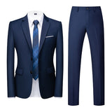 2022 Spring Autumn Fashion New Men&#39;s Business Casual Solid Color Suits / Male Two Button Blazers Jacker Coat Trousers Pants