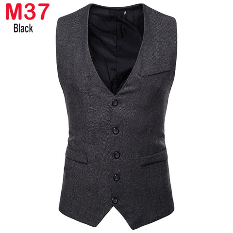 Herringbone Tweed Mens Waistcoat Formal Business Casual Slim Fit Vests for Men Retro British Style Gentleman Men Suit Vest Gilet