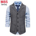 Herringbone Tweed Mens Waistcoat Formal Business Casual Slim Fit Vests for Men Retro British Style Gentleman Men Suit Vest Gilet