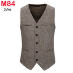 Herringbone Tweed Mens Waistcoat Formal Business Casual Slim Fit Vests for Men Retro British Style Gentleman Men Suit Vest Gilet