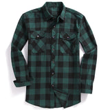 2022 New Men Casual Plaid Flannel Shirt Long-Sleeved Chest Two Pocket Design Fashion Printed-Button (USA SIZE S M L XL 2XL)