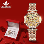 OUPINKE Luxury Automatic Watches for Women Mechanical Sapphire Waterproof Hollow Girls Ladies Bracelet Gift Set Relogio Feminino