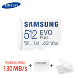 New SAMSUNG 64gb 128gb 256gb 512GB TF(MicroSD) EVO Plus 4K U3 V30 A2 Read 130MB/s high-speed console tablet MEMORY Card reader