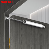 NAIERDI Automatic Door Closer 35kg Aluminum Alloy Soft Closing Adjustable Gas Spring 100 Degree Positioning Stop Door Hardware