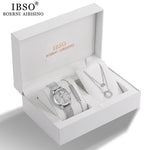 IBSO 2022 Women&#39;s Quartz Watch Set Crystal Bracelet Necklace Watch Sets Female Jewelry Set Silver Set Watch Valentine&#39;s Day Gift