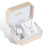 IBSO 2022 Women&#39;s Quartz Watch Set Crystal Bracelet Necklace Watch Sets Female Jewelry Set Silver Set Watch Valentine&#39;s Day Gift