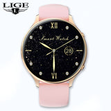 LIGE 2022 New Fashion Women&#39;s Smart Watch Full Screen Touch Waterproof Bracelet Heart Rate Monitor Lady Watches For Android IOS