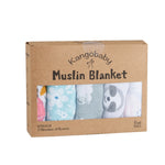 Kangobaby 5 Pieces Pack Multi-Functional Bamboo Cotton Muslin Blanket Baby Burp Cloth Set