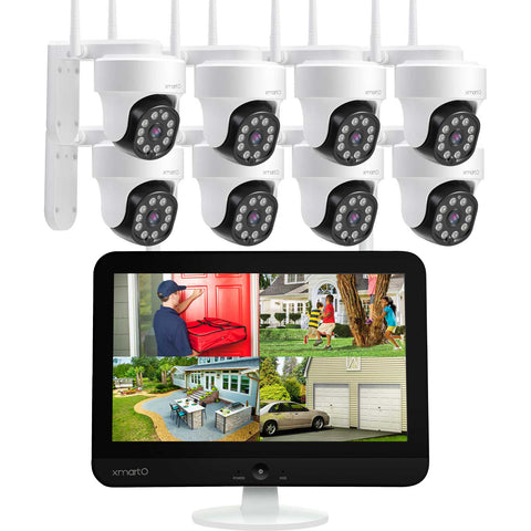 [Auto Track PTZ Cameras] XMARTO 1296p/1080p Wireless Surveillance Security Camera System,With 12.1&quot; Screen NVR and PTZ Cameras