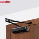 NAIERDI Hydraulic Buffer Door Closer 25KG to 80KG Adjustable Speed Door Closing Equipment Mute Soft Closing Door Hardware