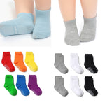 6 Pairs/lot Cotton Sock with Rubber Grips Children&#39;s Anti-slip Boat Socks for Boys Girl 1-7 Years