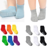 6 Pairs/lot Cotton Sock with Rubber Grips Children&#39;s Anti-slip Boat Socks for Boys Girl 1-7 Years