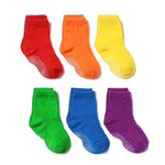 6 Pairs/lot Cotton Sock with Rubber Grips Children&#39;s Anti-slip Boat Socks for Boys Girl 1-7 Years