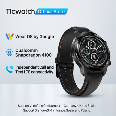 TicWatch Pro 3 LTE Wear OS Smartwatch Vodafone/Orange Men&#39;s Sports Watch Snapdragon Wear 4100 8GB ROM 3 to 45 Days Battery Life