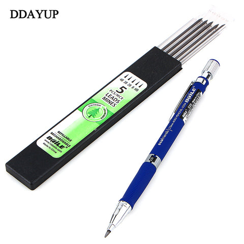 1 Set 2B 2mm Lead Mechanical Writting Pencil with Pencil Refill for Drawing Write Stationery Office School Supplies