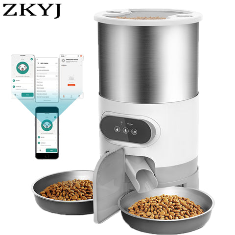 ZyKj  Automatic Smart Pet Food Feeder Dog Cats Dispense Stainless Steel Bowl Dogs Feeder Product Supplies