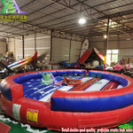 Rodeo Bull / Bucking Bronco Inflatable Sports Games For Playground Equipment With USA Flag Air Mattress