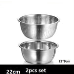 washing basin 2pcs/set Fruit / Vegetable Tools basket strainer basin mixing bowl thick stainless steel kitchen tool utensil