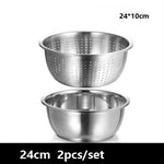 washing basin 2pcs/set Fruit / Vegetable Tools basket strainer basin mixing bowl thick stainless steel kitchen tool utensil