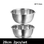 washing basin 2pcs/set Fruit / Vegetable Tools basket strainer basin mixing bowl thick stainless steel kitchen tool utensil