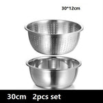 washing basin 2pcs/set Fruit / Vegetable Tools basket strainer basin mixing bowl thick stainless steel kitchen tool utensil