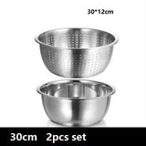 washing basin 2pcs/set Fruit / Vegetable Tools basket strainer basin mixing bowl thick stainless steel kitchen tool utensil