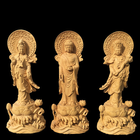 Boxwood Wood Statue Real Wood wood sculpture Buddha guanyin Figure Statue Feng Shui Home Décor Collection Ruyi