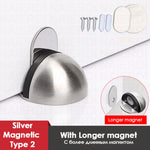 NAIERDI Magnet Door Stops Stainless Steel Door Holder Silver Magnetic Door Stopper Non-punch Doorstop Furniture Door Hardware