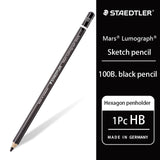 1Pc Germany STAEDTLER 100B Mars Lumograph Black Sketch Painting Charcoal Drawing 2B 4B 6B 8B Pencil New Lead Grade HB 7B