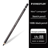 1Pc Germany STAEDTLER 100B Mars Lumograph Black Sketch Painting Charcoal Drawing 2B 4B 6B 8B Pencil New Lead Grade HB 7B